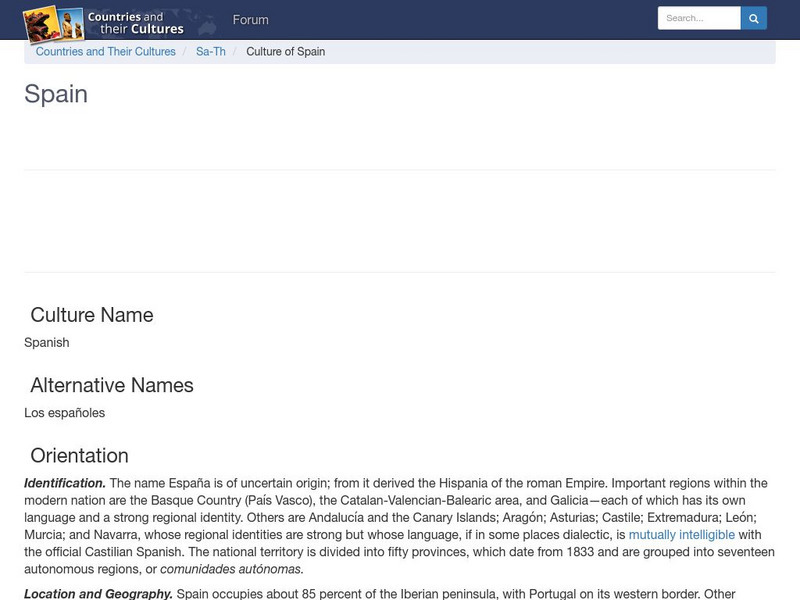 Countries and Their Cultures: Spain Handout Countries and Their Cultures: Spain Handout