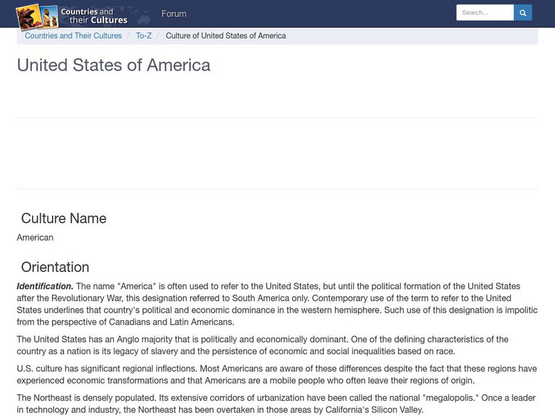 Countries and Their Cultures: United States of America Handout Countries and Their Cultures: United States of America Handout