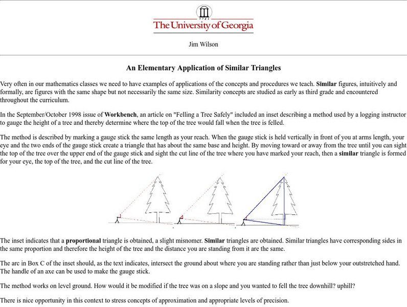 University of Georgia: An Elementary Application of Similar Triangles eBook University of Georgia: An Elementary Application of Similar Triangles eBook