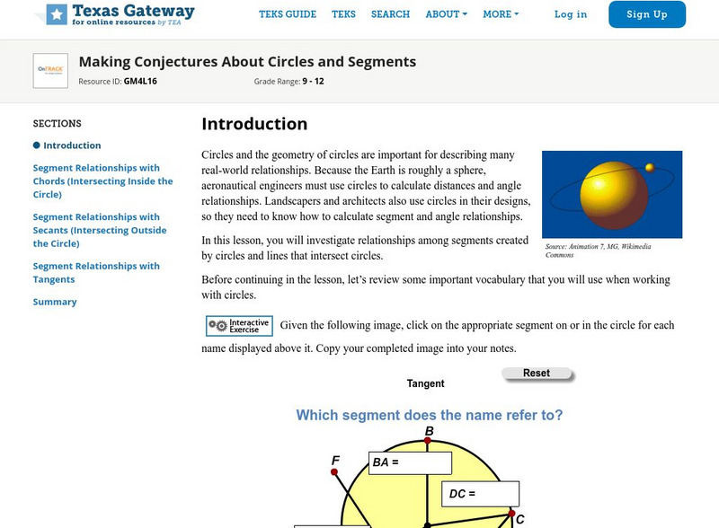Texas Gateway: Making Conjectures About Circles and Segments Unit Plan Texas Gateway: Making Conjectures About Circles and Segments Unit Plan