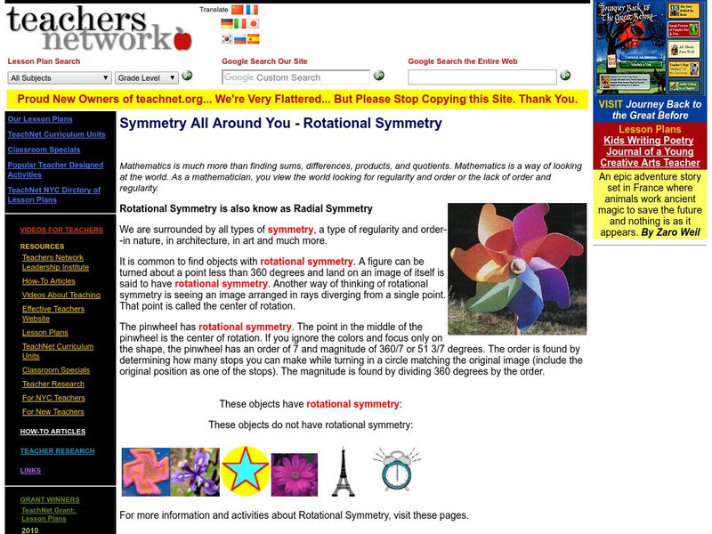 Teach Net: Rotational Symmetry Activity Teach Net: Rotational Symmetry Activity