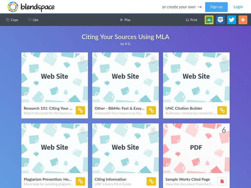 Blendspace: Citing Your Sources Using Mla Unit Plan Blendspace: Citing Your Sources Using Mla Unit Plan