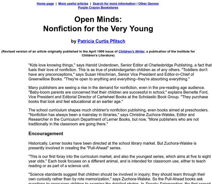 Open Minds: Nonfiction for the Very Young Professional Doc Open Minds: Nonfiction for the Very Young Professional Doc