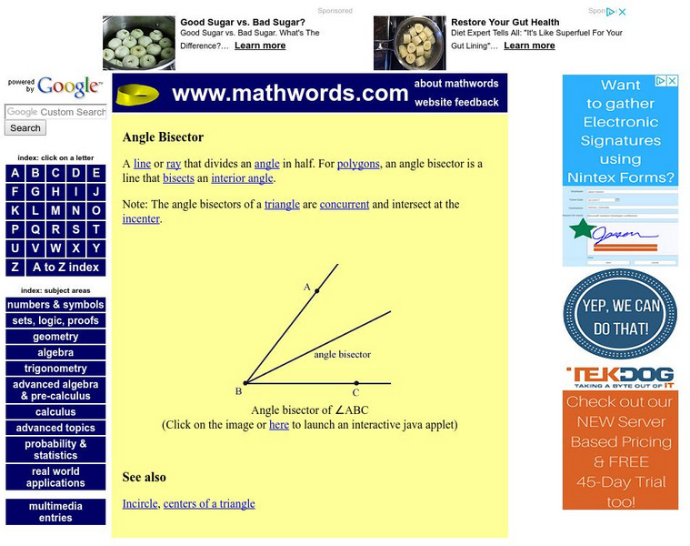Angle Bisector Activity Angle Bisector Activity