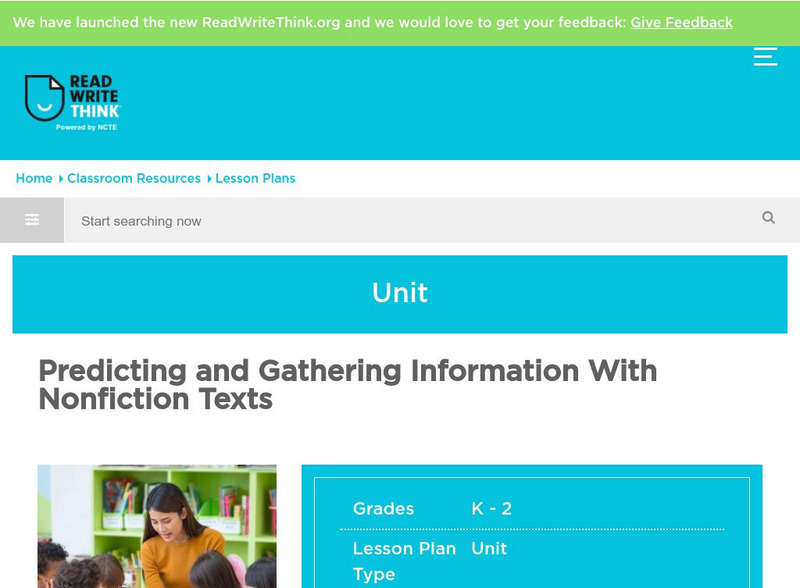 Read Write Think: Predicting and Gathering Information With Nonfiction Texts Lesson Plan Read Write Think: Predicting and Gathering Information With Nonfiction Texts Lesson Plan