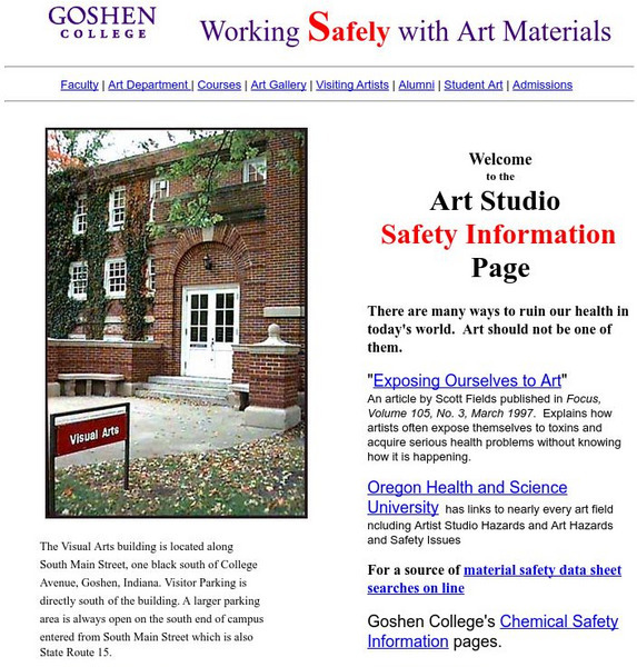 Working Safely With Art Materials Website