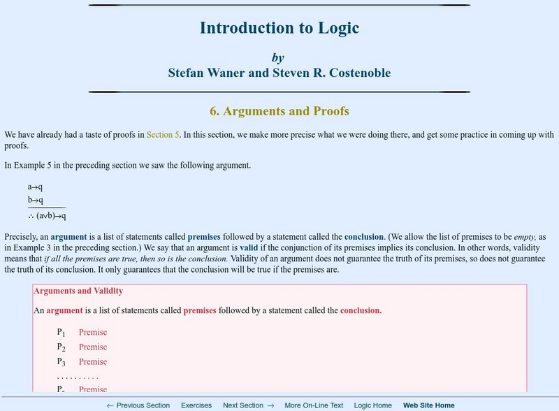 Finite Mathematics & Applied Calculus: Arguments and Proofs Activity Finite Mathematics & Applied Calculus: Arguments and Proofs Activity