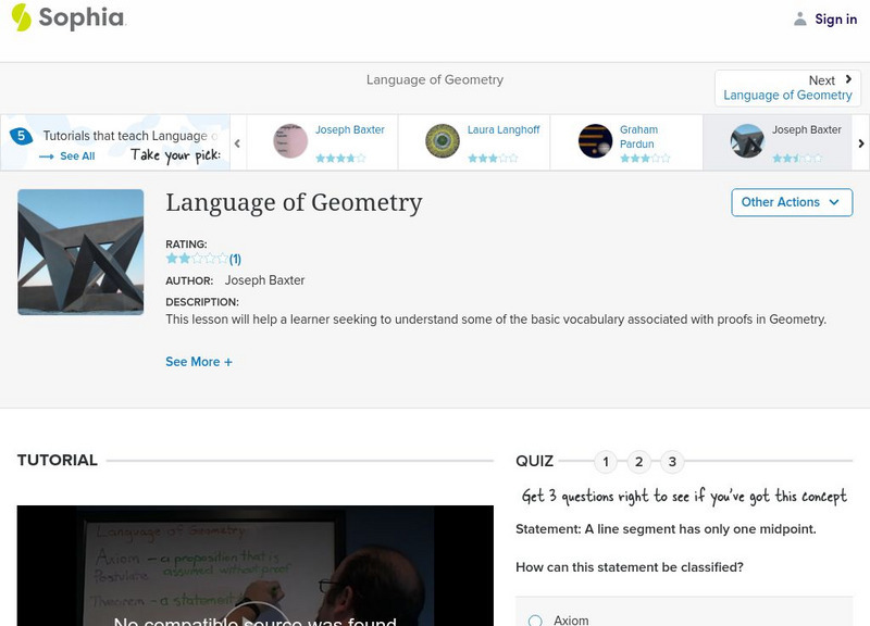 Sophia: Language of Geometry Instructional Video Sophia: Language of Geometry Instructional Video