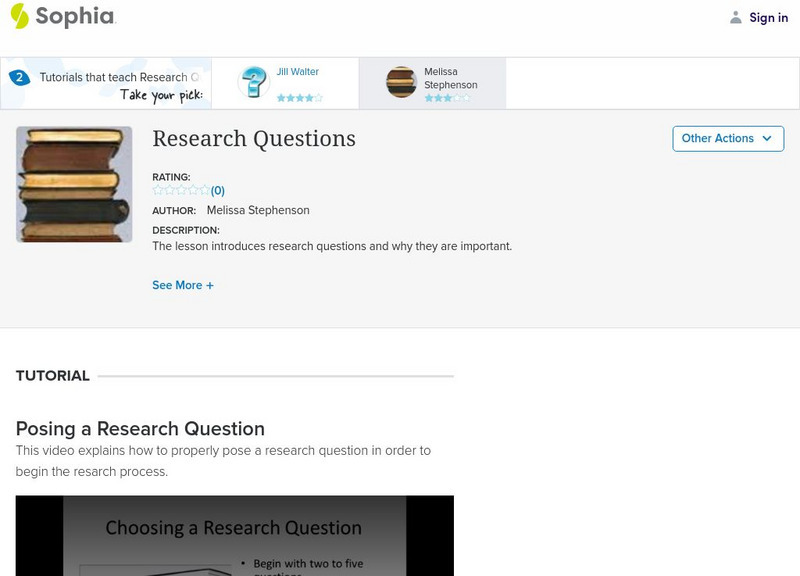Sophia: Research Questions Instructional Video