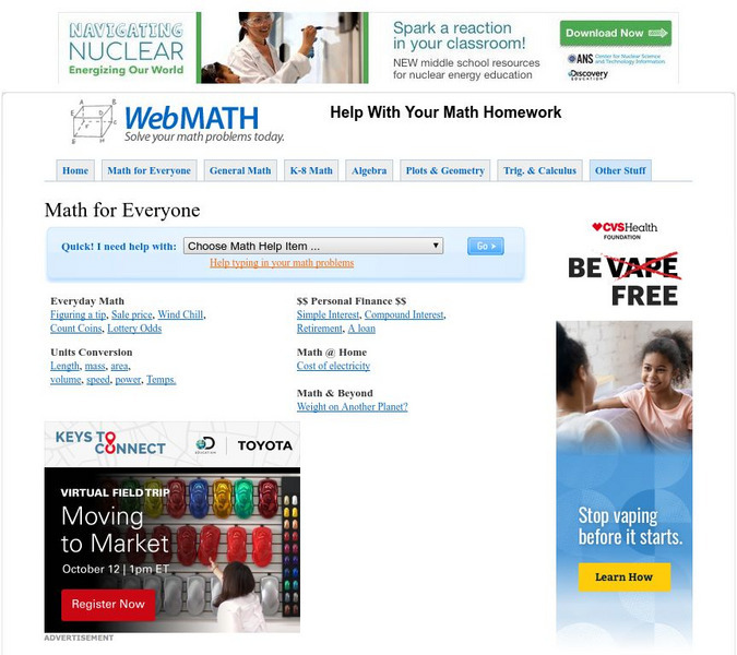 Discovery Education: Web Math: Math for Everyone Website Discovery Education: Web Math: Math for Everyone Website