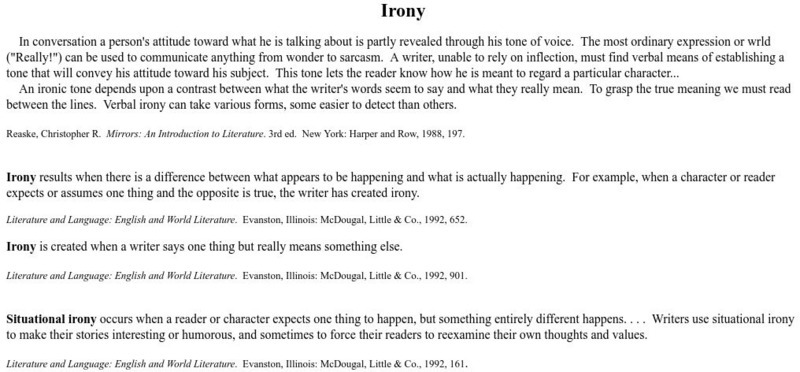 Chulalongkorn University: Elements of Fiction Irony Handout Chulalongkorn University: Elements of Fiction Irony Handout