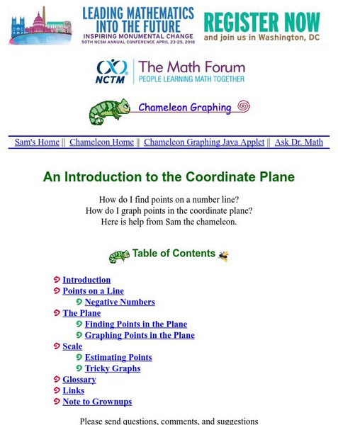 The Math Forum: Chameleon Graphing: Coordinate Plane Activity The Math Forum: Chameleon Graphing: Coordinate Plane Activity