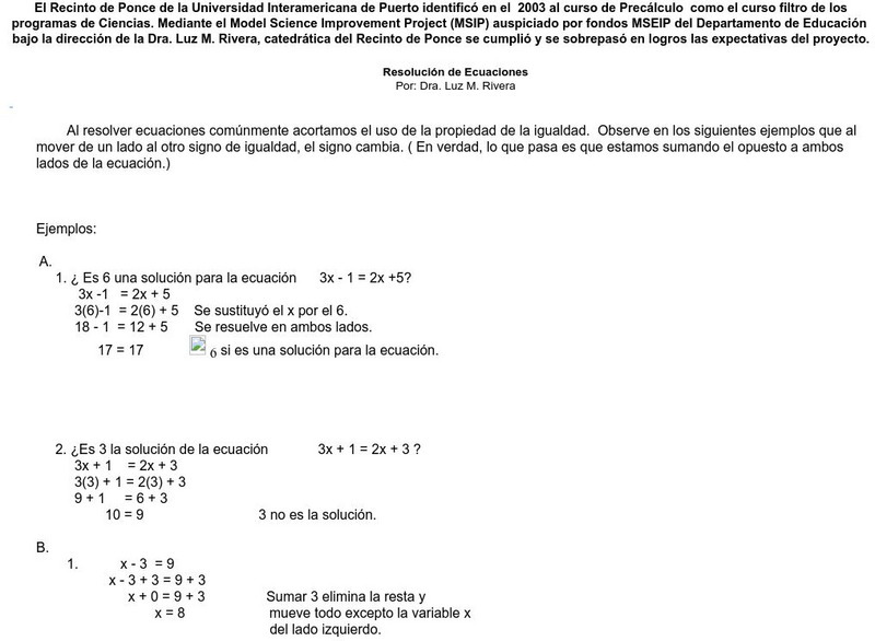 Resolucion De Ecuaciones Activity