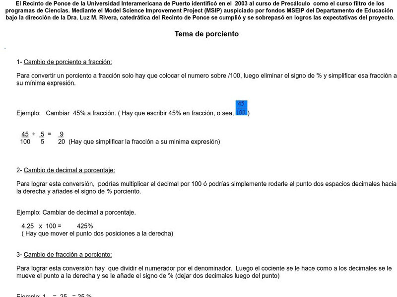 Tema De Porciento Activity