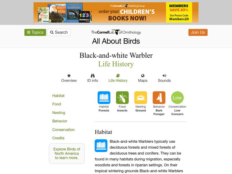 Cornell Lab of Ornithology: Black and White Warbler Handout Cornell Lab of Ornithology: Black and White Warbler Handout