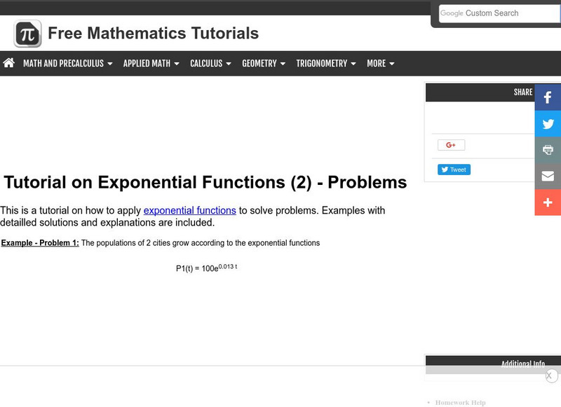 Analyze Math: Exponential Functions (2) Activity Analyze Math: Exponential Functions (2) Activity