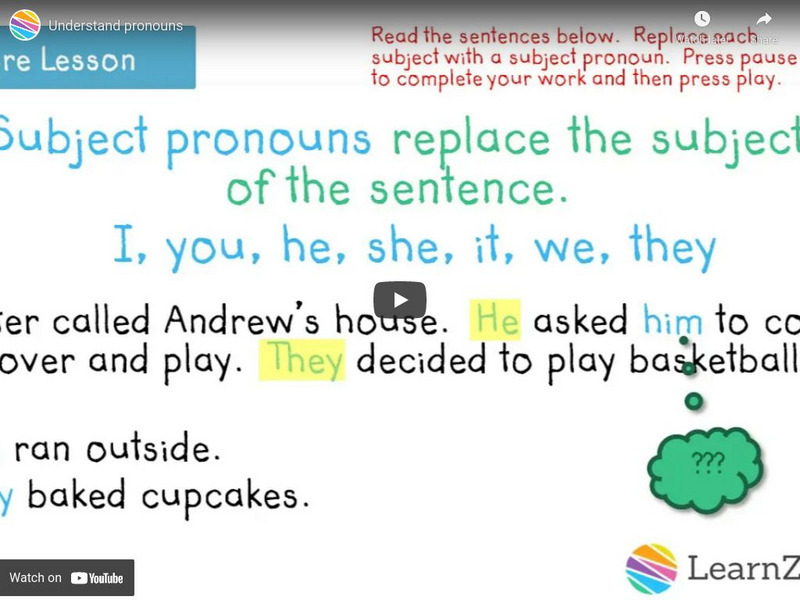 Learn Zillion: Understand Pronouns Instructional Video Learn Zillion: Understand Pronouns Instructional Video