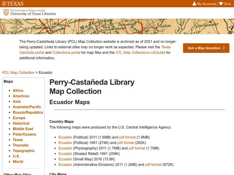 Perry Castaneda Library: Ecuador Maps Graphic Perry Castaneda Library: Ecuador Maps Graphic