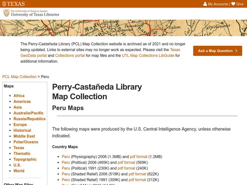 Perry Castaneda Library Map Collection: Peru Maps Graphic