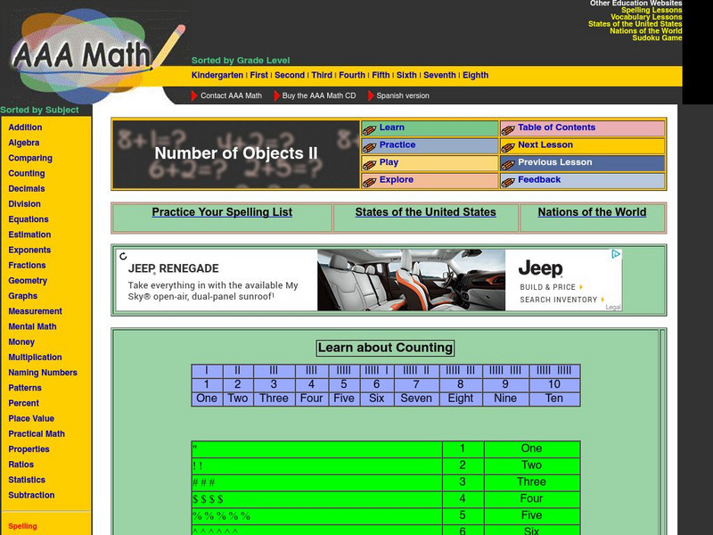 Aaa Math: Learn About Counting Unit Plan