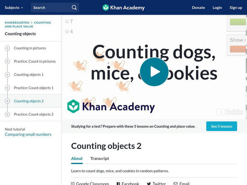 Khan Academy: Counting Objects 2 Instructional Video