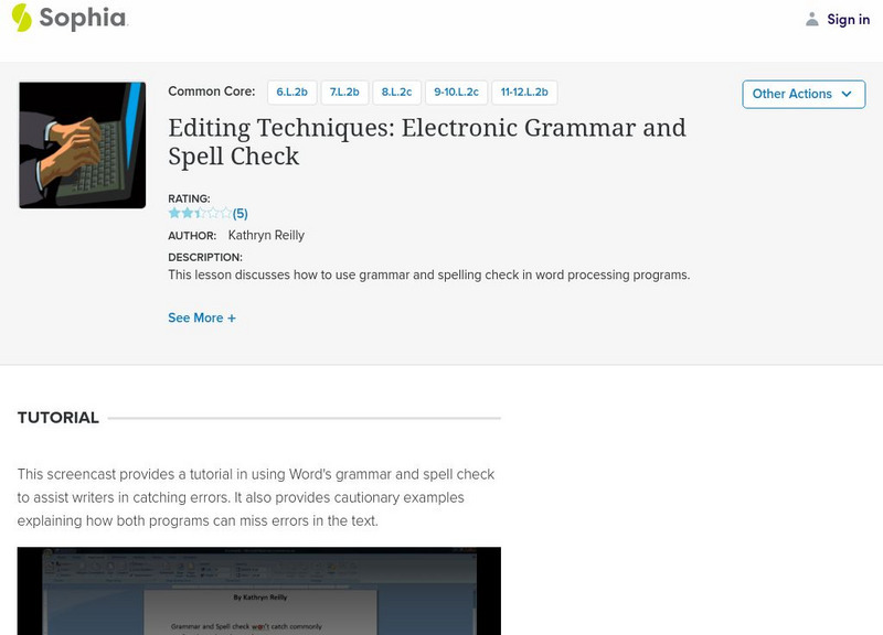 Sophia: Editing Techniques: Electronic Grammar and Spell Check Instructional Video