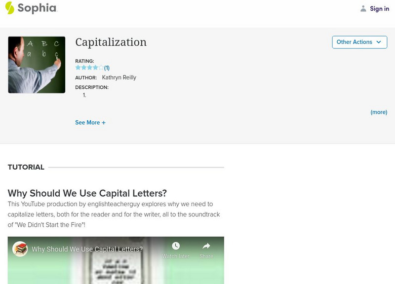 Sophia: Capitalization Unit Plan Sophia: Capitalization Unit Plan