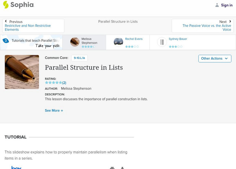 Sophia: Parallel Structure PPT Sophia: Parallel Structure PPT