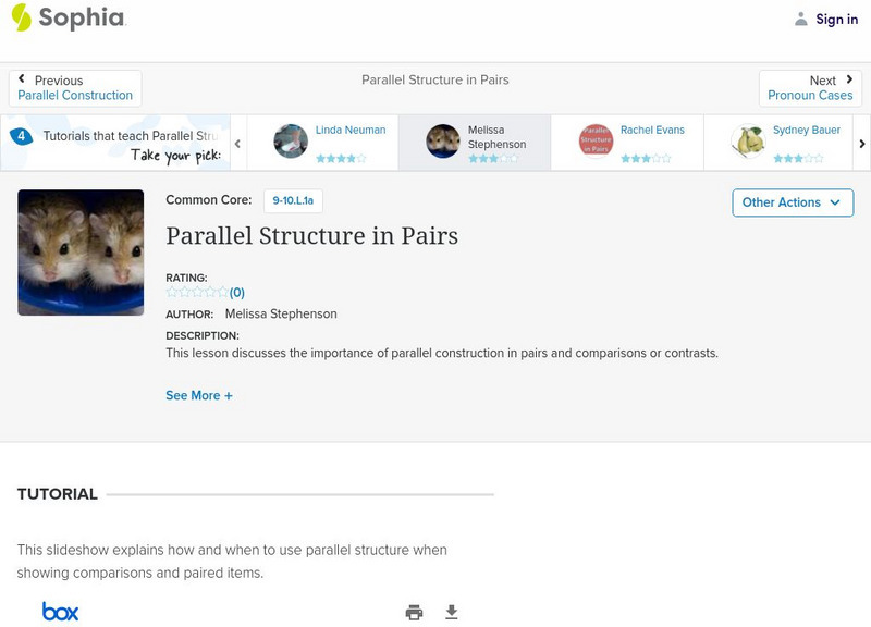 Sophia: Parallel Structure in Pairs PPT Sophia: Parallel Structure in Pairs PPT