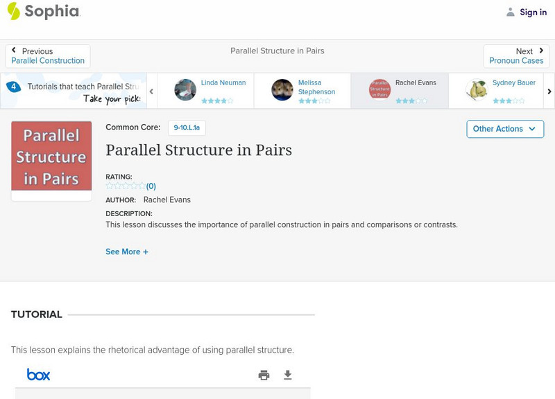 Sophia: Parallel Structure in Pairs: Lesson 2 PPT Sophia: Parallel Structure in Pairs: Lesson 2 PPT