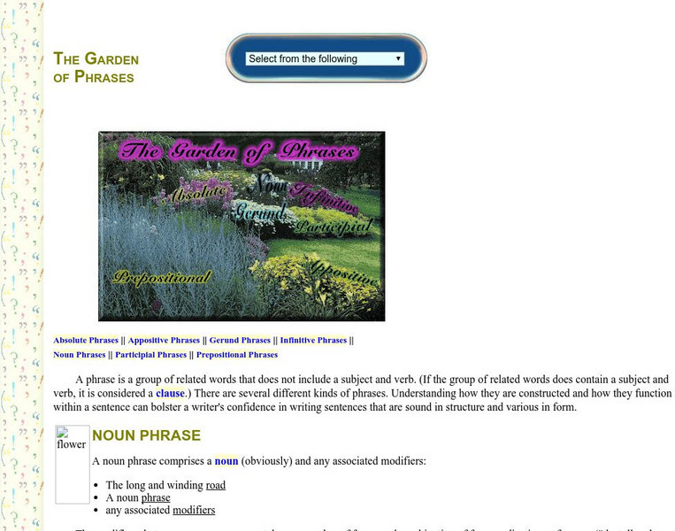 Guide to Grammar and Writing: The Garden of Phrases Unit Plan Guide to Grammar and Writing: The Garden of Phrases Unit Plan
