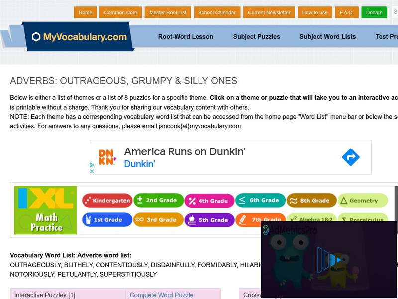 My vocabulary.com: Adverbs: Outrageous, Grumpy & Silly Ones Interactive My vocabulary.com: Adverbs: Outrageous, Grumpy & Silly Ones Interactive
