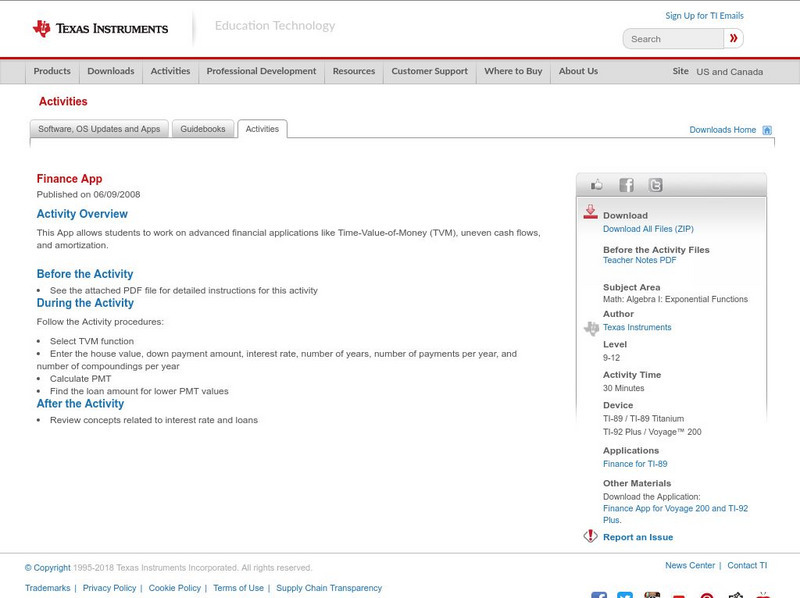 Texas Instruments: Finance App Activity Texas Instruments: Finance App Activity