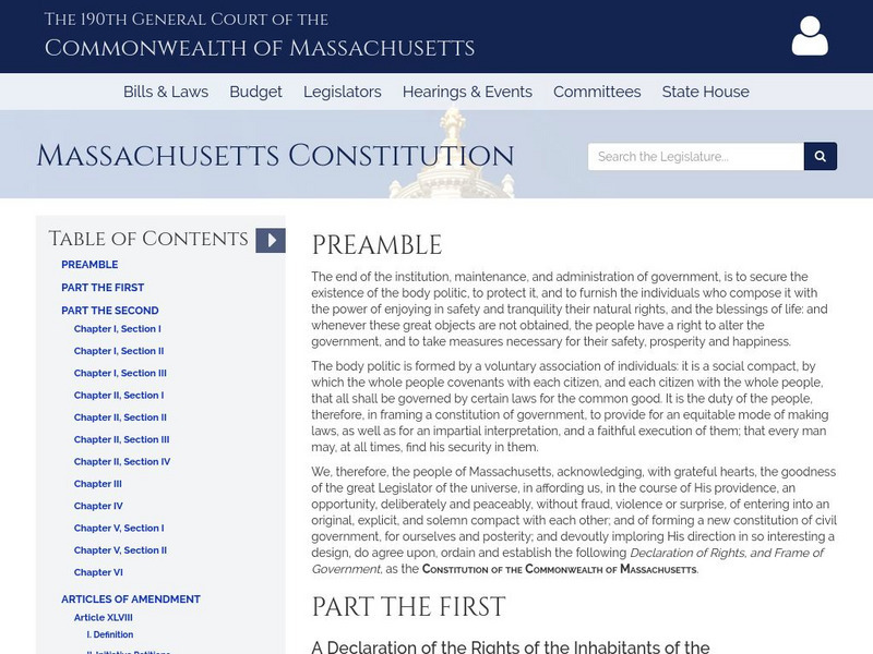 Commonwealth of Massachusetts: The Declaration of Rights Primary Commonwealth of Massachusetts: The Declaration of Rights Primary