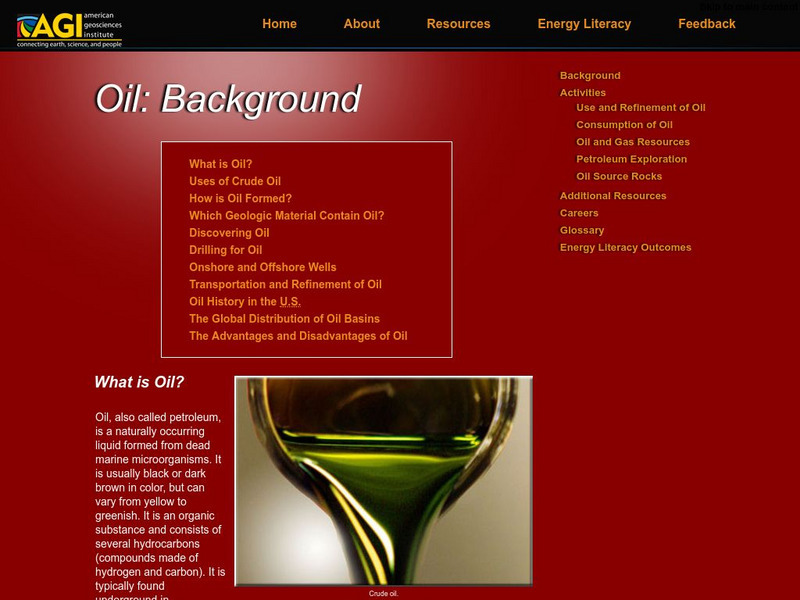 American Geosciences Institute: Oil: Background Handout American Geosciences Institute: Oil: Background Handout