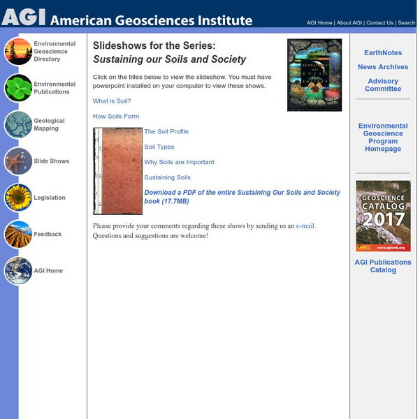 American Geosciences Institute: Slideshows for the Series: Sustaining Our Soils and Society PPT