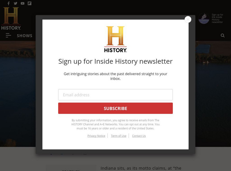 History.com: Indiana Website History.com: Indiana Website