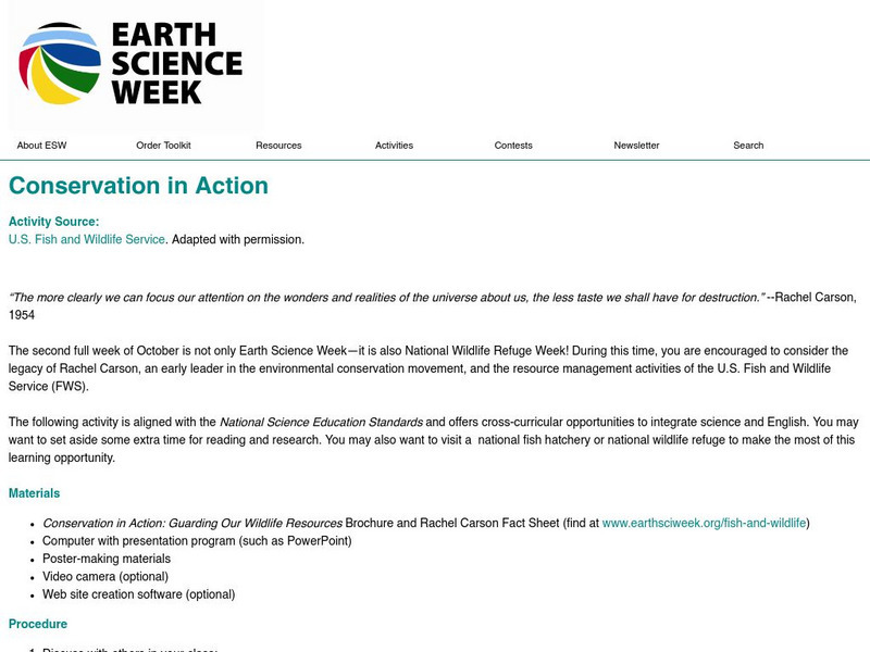 American Geosciences Institute: Earth Science Week: Conservation in Action Lesson Plan American Geosciences Institute: Earth Science Week: Conservation in Action Lesson Plan
