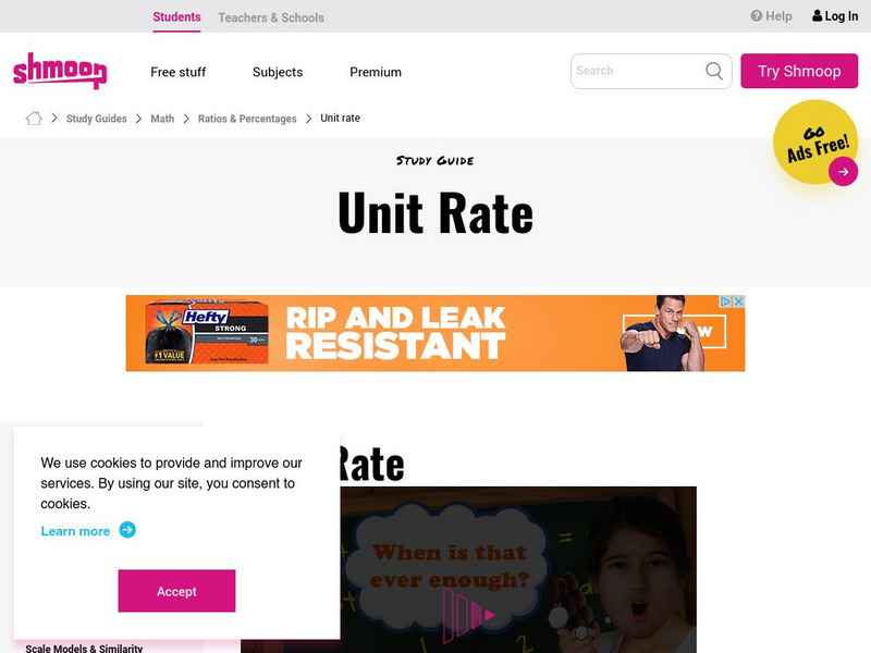 Shmoop: Ratios & Percentages: Unit Rate Activity Shmoop: Ratios & Percentages: Unit Rate Activity