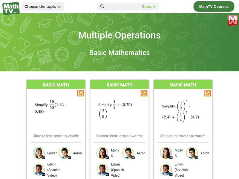 Math tv.com: Basic Mathematics: Decimals: Multiple Operations Instructional Video Math tv.com: Basic Mathematics: Decimals: Multiple Operations Instructional Video