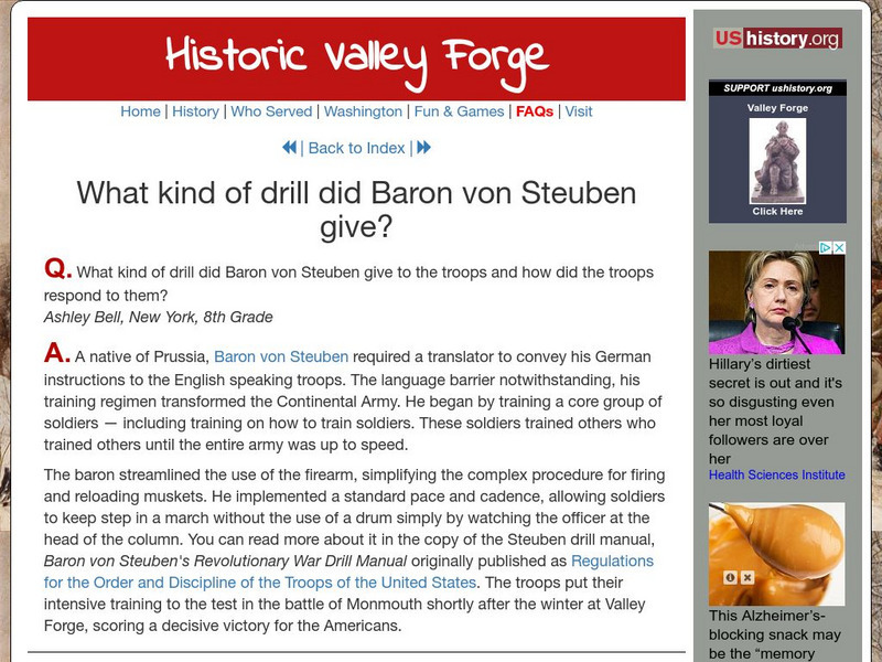 U.s. History: Valley Forge Fa Qs: Baron Von Steuben Drill Activity U.s. History: Valley Forge Fa Qs: Baron Von Steuben Drill Activity