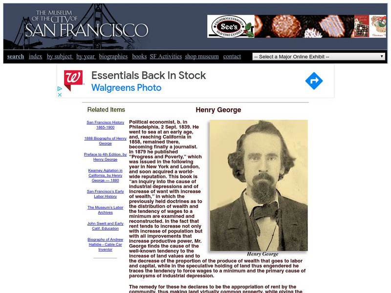 Virtual Museum of the City of San Francisco: Henry George Handout