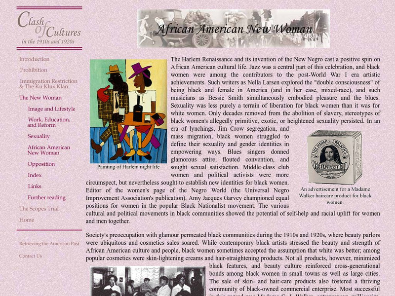 E History: Clash of Cultures: African American New Women Article E History: Clash of Cultures: African American New Women Article
