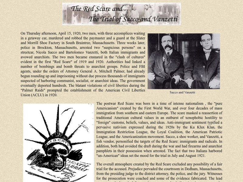 E History: Clash of Cultures in the 1910s and 1920s: Trial of Sacco and Vanzetti Article