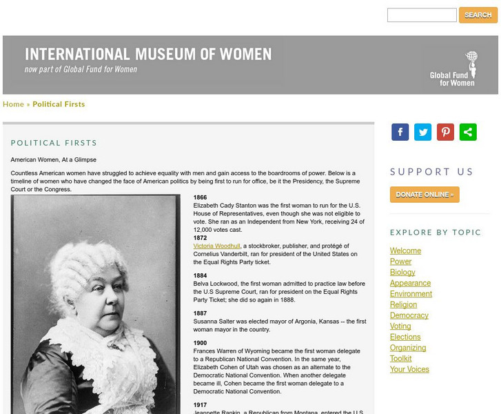 International Museum of Women: Women, Power, and Politics: Political Firsts Handout International Museum of Women: Women, Power, and Politics: Political Firsts Handout