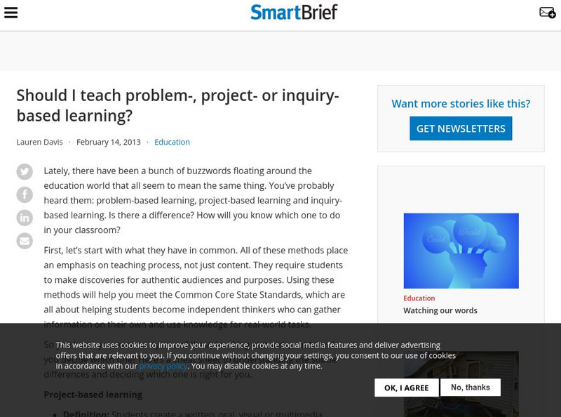 Smart Blogs: Should I Teach Problem , Project or Inquiry Based Learning? Article