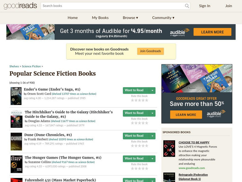Goodreads: Popular Science Fiction Books Article Goodreads: Popular Science Fiction Books Article