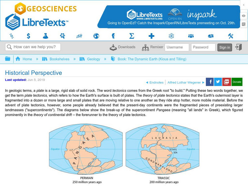 Libre Text: Historical Perspective [Of Plate Tectonics] eBook