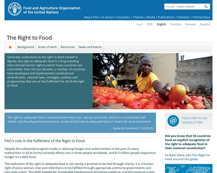 Food and Agriculture Organization of United Nations: The Right to Adequate Food Website Food and Agriculture Organization of United Nations: The Right to Adequate Food Website
