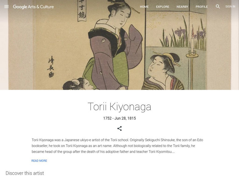 Google Cultural Institute: Torii Kiyonaga Handout Google Cultural Institute: Torii Kiyonaga Handout